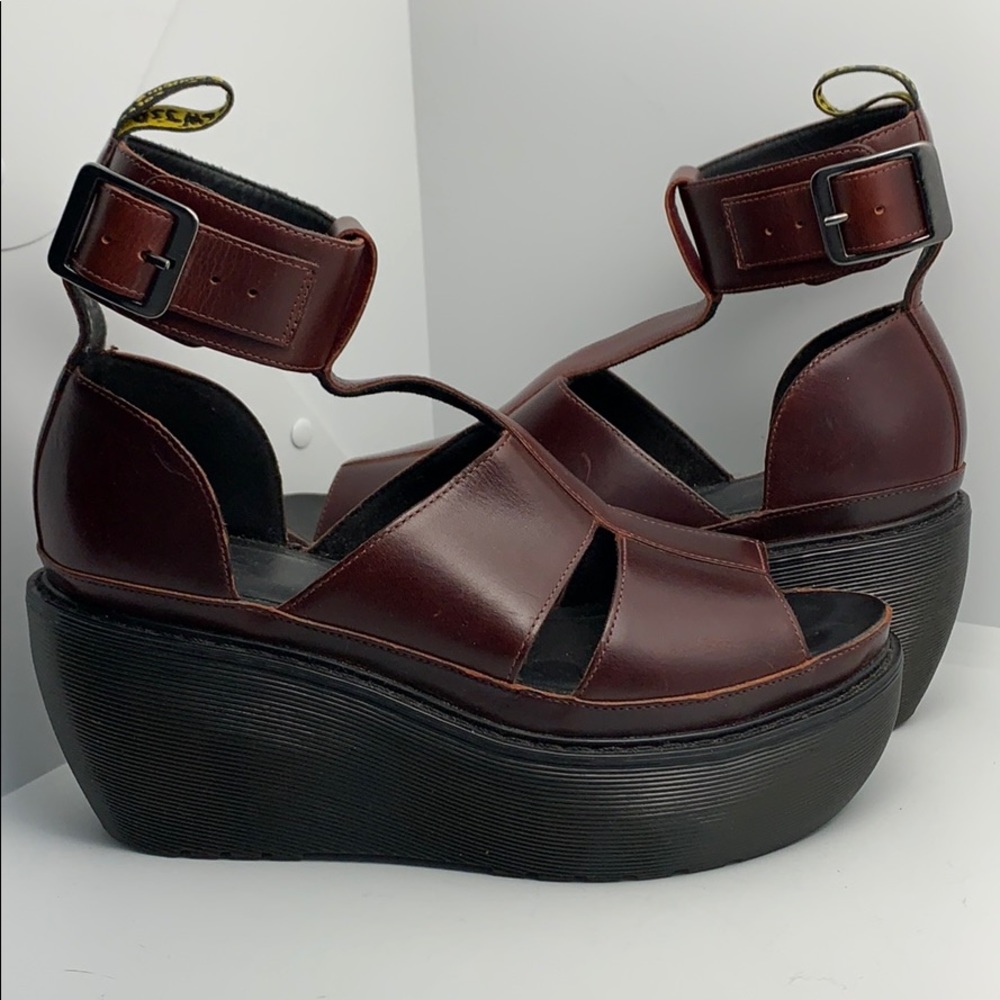 Dr Martens Bessie Oxblood Platform Sandals Size:8